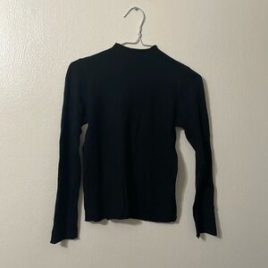 Women Scalloped Turtleneck Sweater Black Cable Knit Long Sleeve